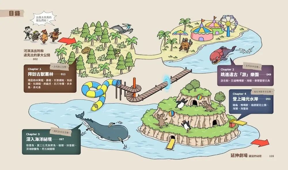 達克比與他的生物好朋友1：遠古與水中生物篇|跨時空的驚奇旅程，發現眾多生物不為人知的祕密【首刷贈品版】兒童繪本內容