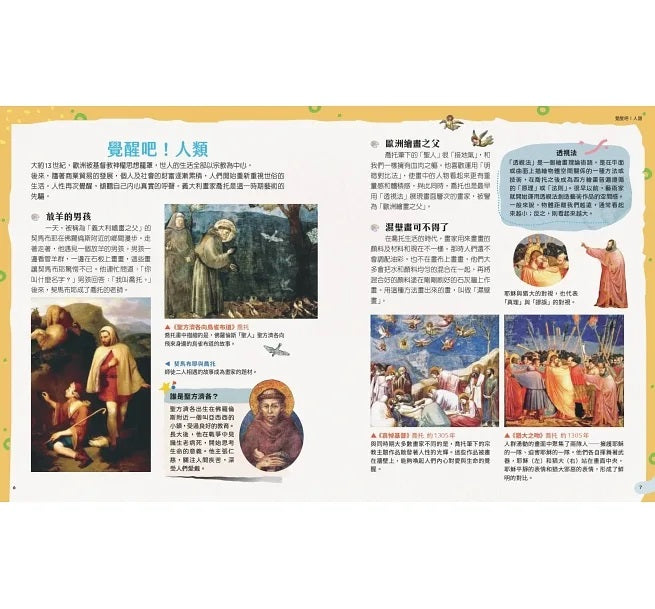 穿越時空的兒童藝術之旅：走進名畫看世界+這些文物太有趣(套書共二冊)兒童繪本內容