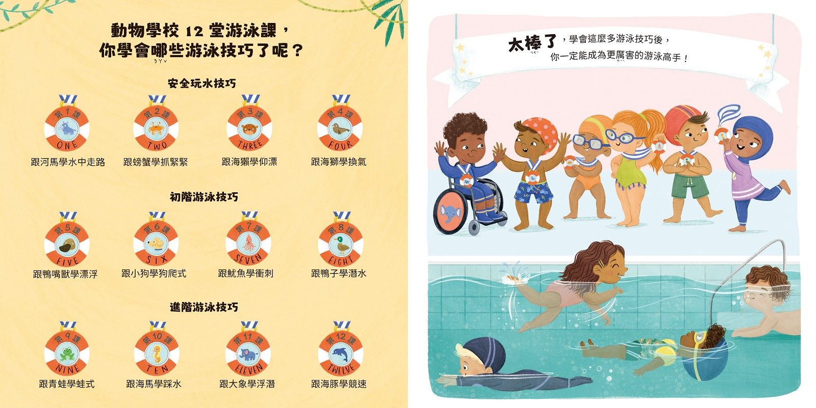 動物學校(1)游泳課：跟大象學浮潛，跟海馬學踩水，跟魷魚學衝刺!