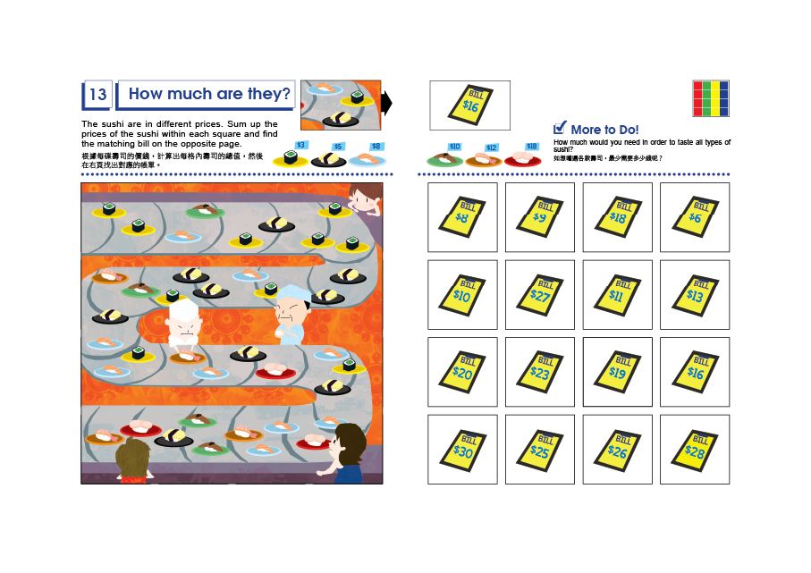 智高FUN趣味數學活動：一個壽司主題的遊戲，幫助孩子學習加法與金錢概念。
