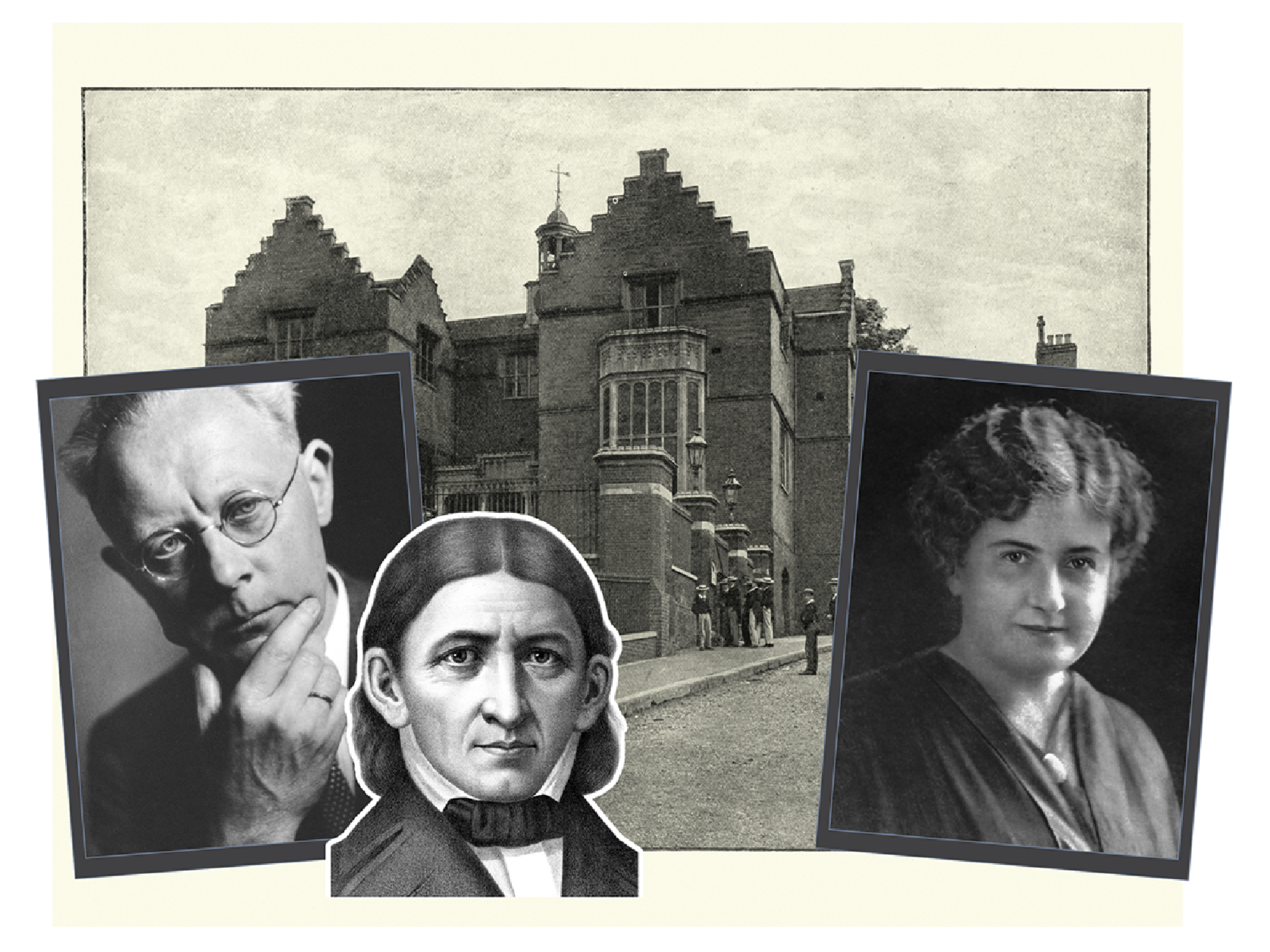 The historical origins of LOGICO's philosophy, showing portraits of educators Froebel and Montessori.