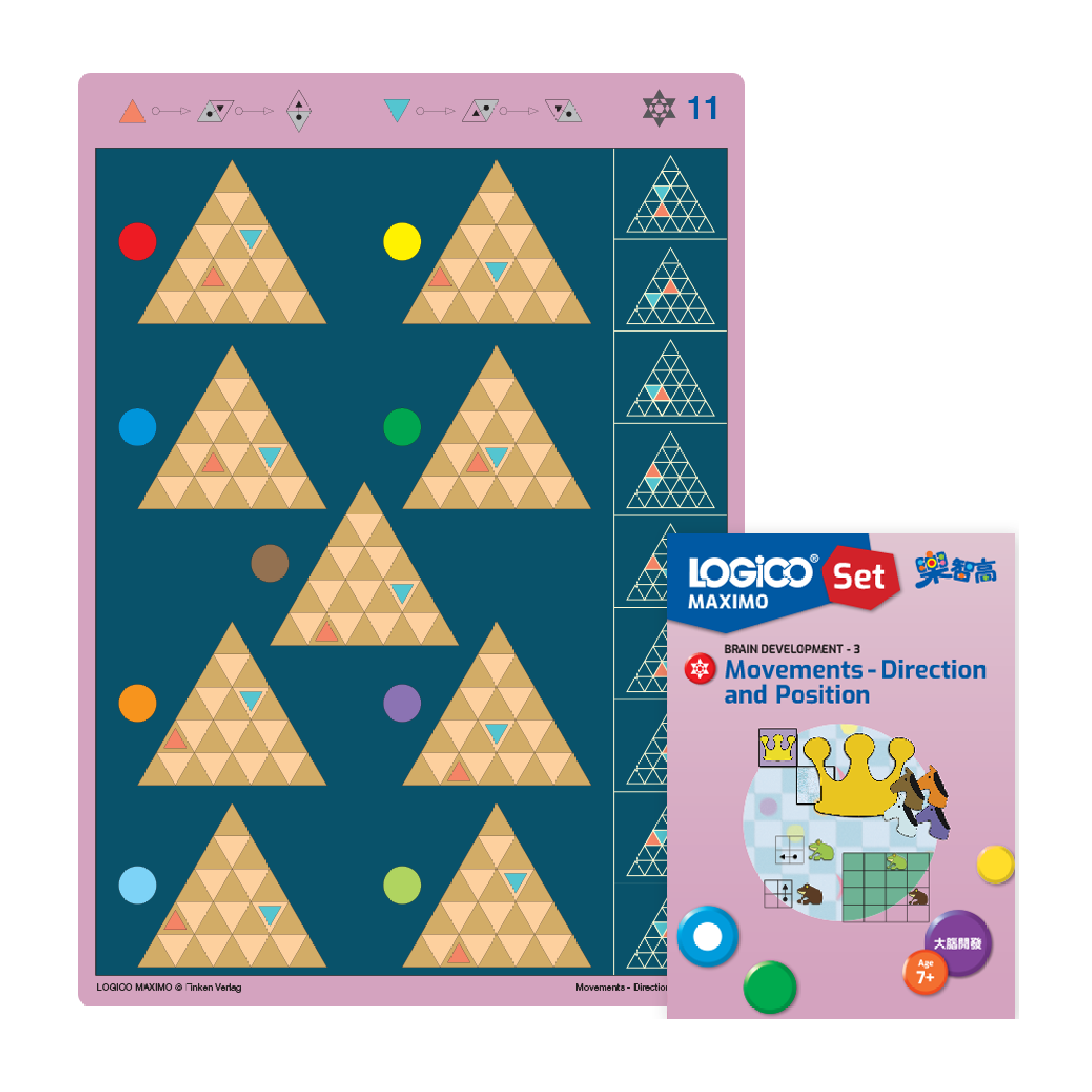 LOGICO MAXIMO Directions & Positions skill: A learning card exercise on following movement sequences with triangles.