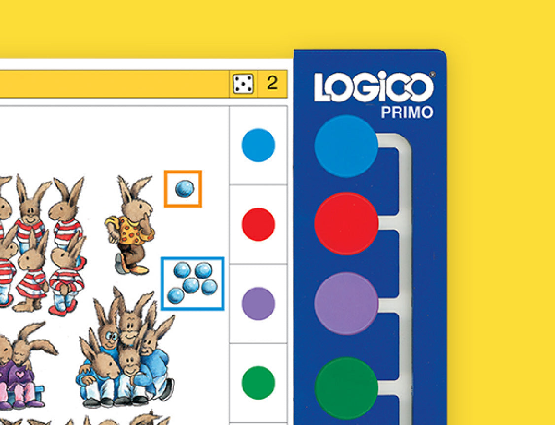 LOGICO RONDO feature: Builds Confidence via Self-Checking, illustrating how children can flip the card to check their answers.