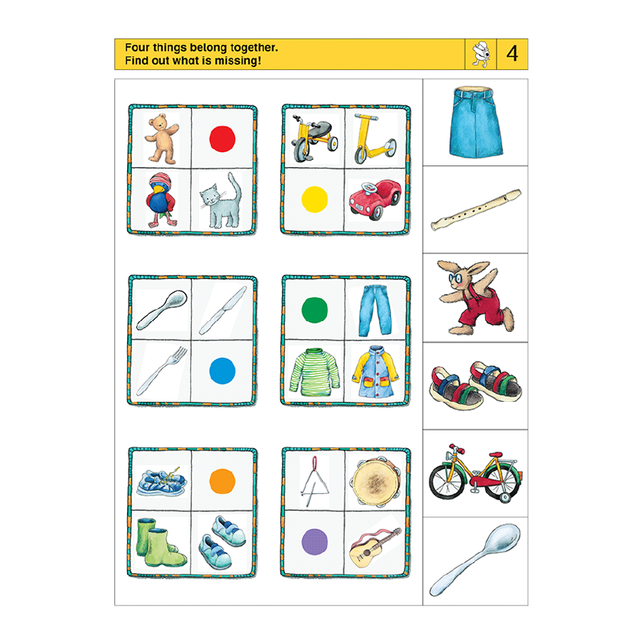 LOGICO RONDO Categorisation skill: A learning card exercise on sorting different objects into logical groups.