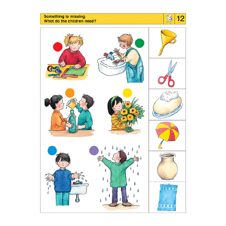 LOGICO RONDO Problem Solving skill: A learning card exercise on identifying what object is needed in a situation.